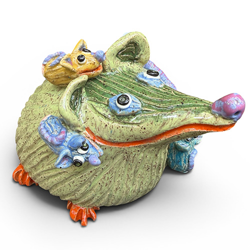 Bo Thompson 6"x9" Green Mamma Possum w/Babies DP6200 SOLD